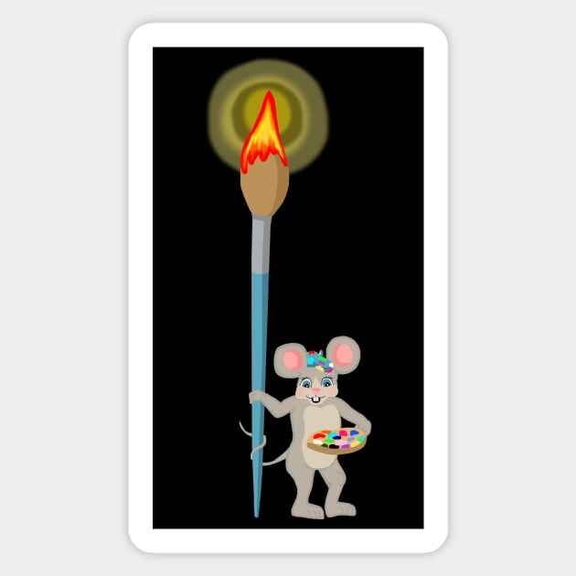 Artsy Painter Mouse Sticker by Art by Deborah Camp